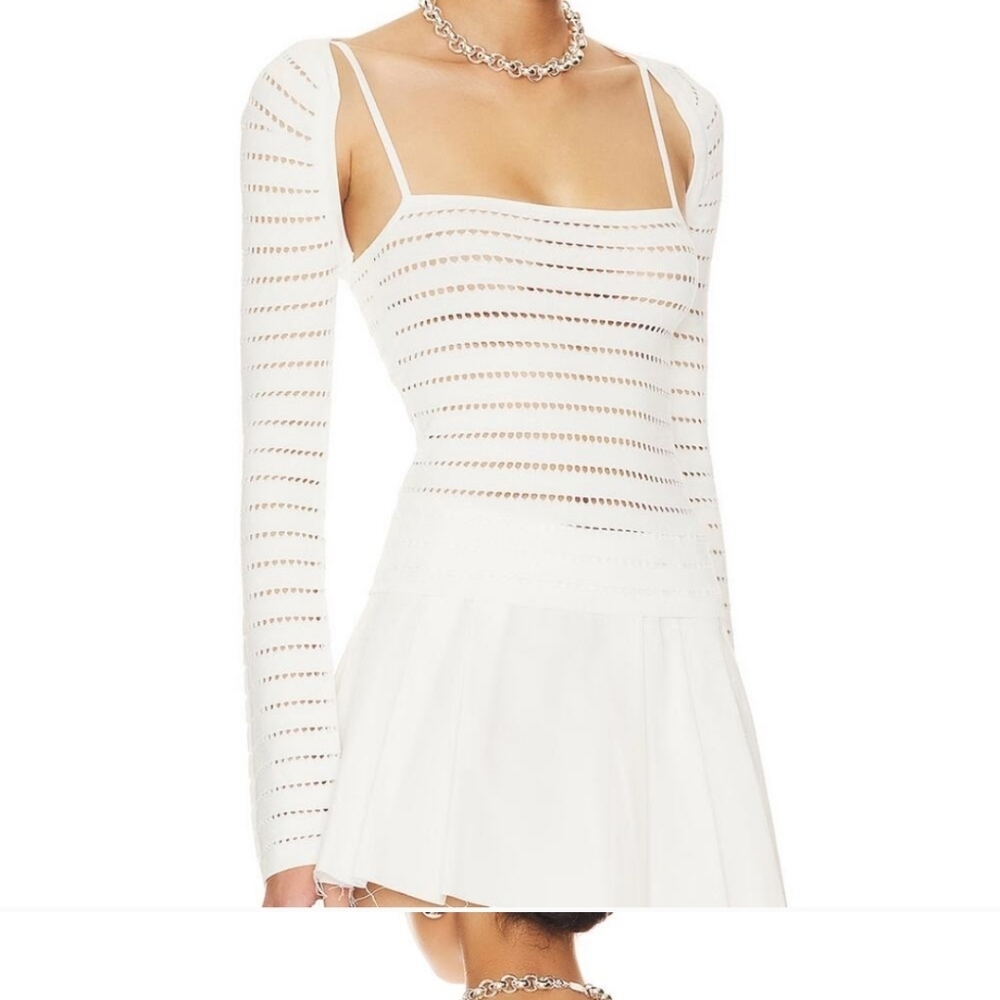 NBD Heath Knit Tank Bolero Sweater Set White Cami Open Knit Bodycon $208